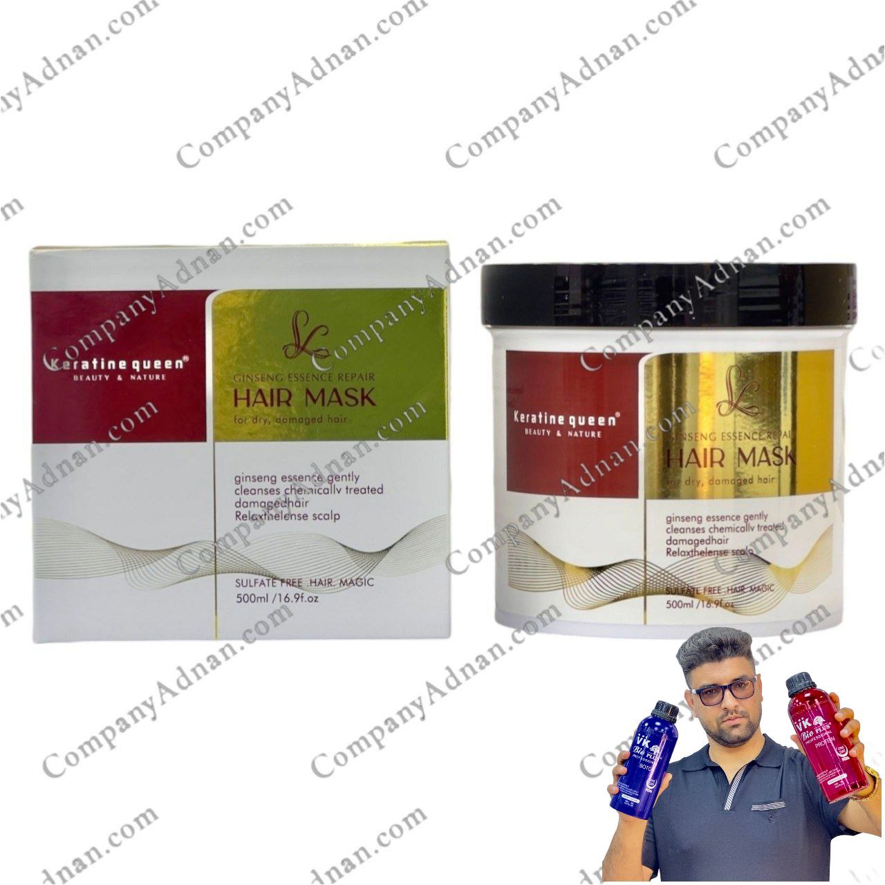 ماسک مو جینسنگ کراتین کویین کلاژن ترمیم و صاف کننده کاسه ای
