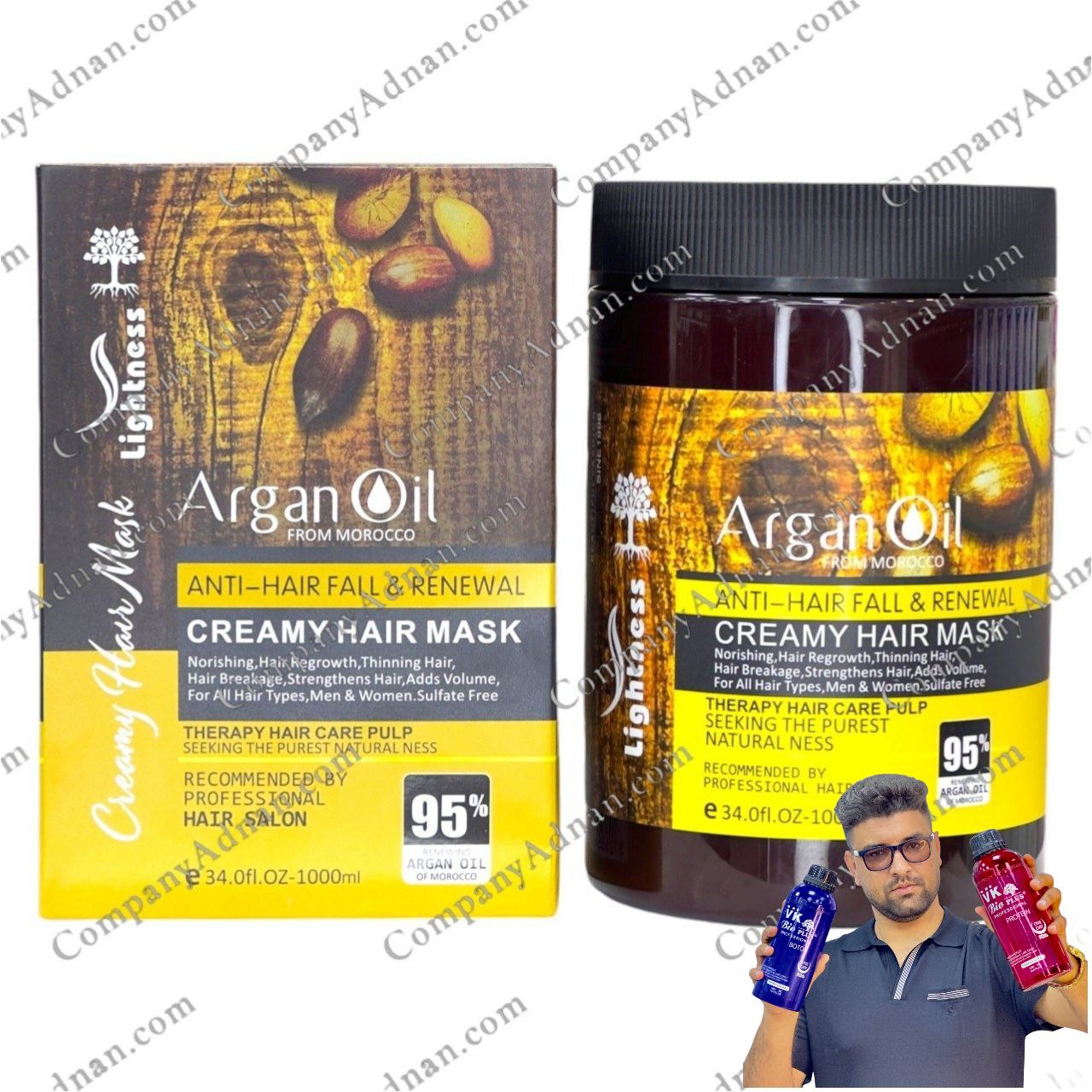 ماسک مو لایتنس اسلواکی بدون سولفات مدل Argan oil حجم 1000 میل هولوگرام دار اصل
