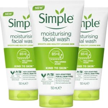 ژل شستشوی مرطوب کننده صورت سیمپل سری کایند تو اسکین حجم 150ML