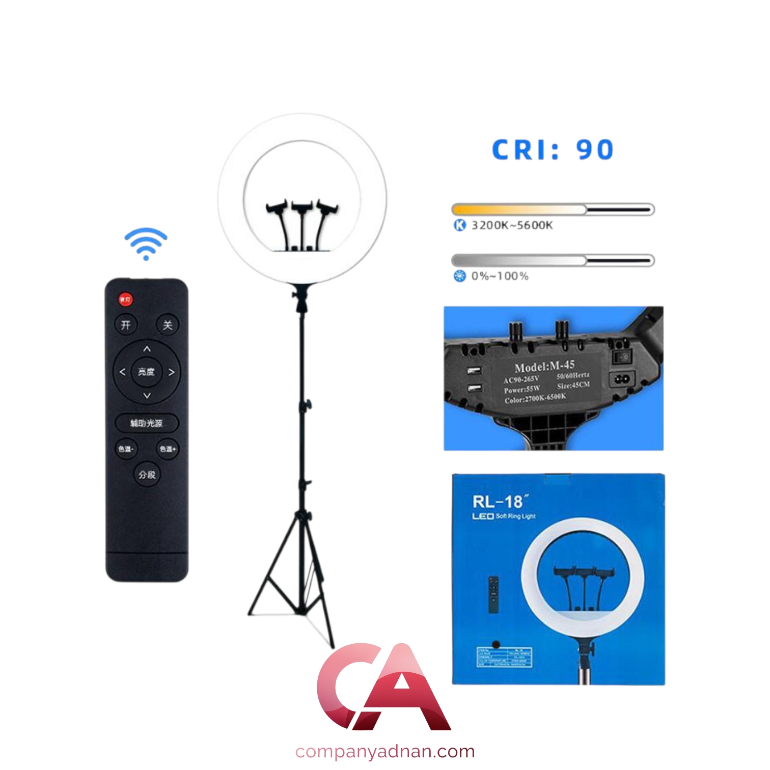 رینگ لایت 18 اینچ مدل RL-18 به همراه سه پایه (اورجینال) ا RL-18 LED Soft Ring Light With Tripod