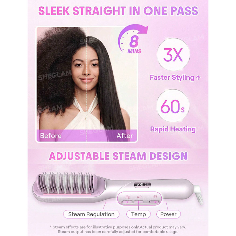 برس بخار شیگلم مدل Hydra Shot Steam Straightening Brush Pro