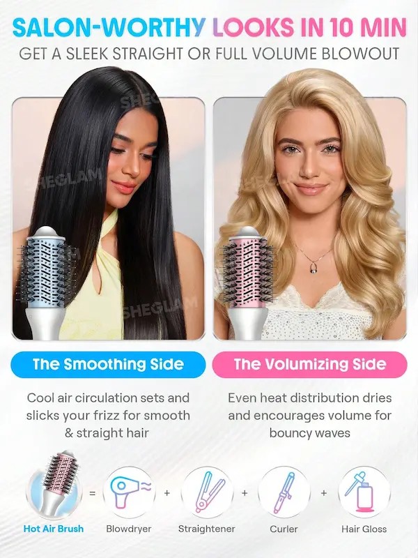 سشوار برسی و حالت‌دهنده حرفه‌ای دو طرفه شیگلم مدل Cool Shield Blowout Brush Pro
